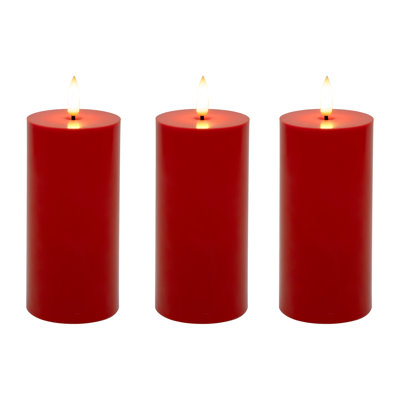 Battery Operated 3D Wick Pillar Candles - 3 Count
