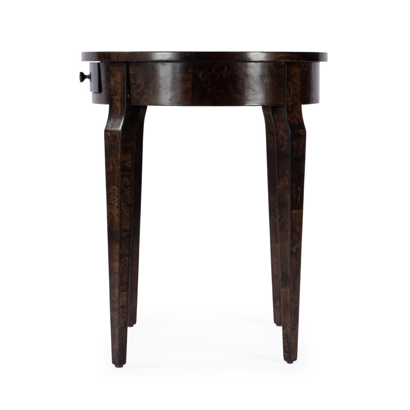 Archer 1 Drawer Burl Side Table, Dark 