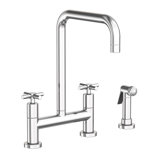 East Square Kitchen Bridge Faucet with Side Spray