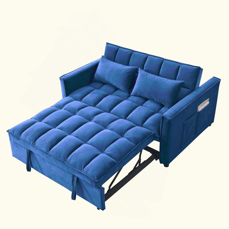 Cubbindall Upholstered Convertible Sofa Bed,Sleeper Sofa,Sofa,Modern Sofa,Accent Sofa, Blue Velvet 