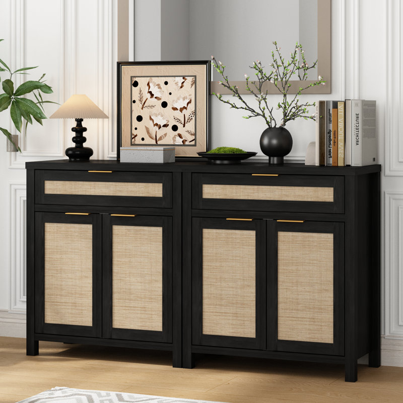 Ciauna 34'' Sideboard Accent Cabinet ( Set Of 2 ), Black