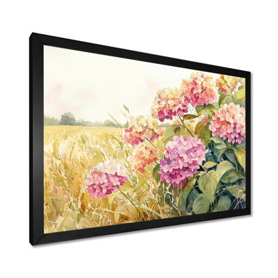 «Hortensias de campagne dans le champ de maïs», art sur toile