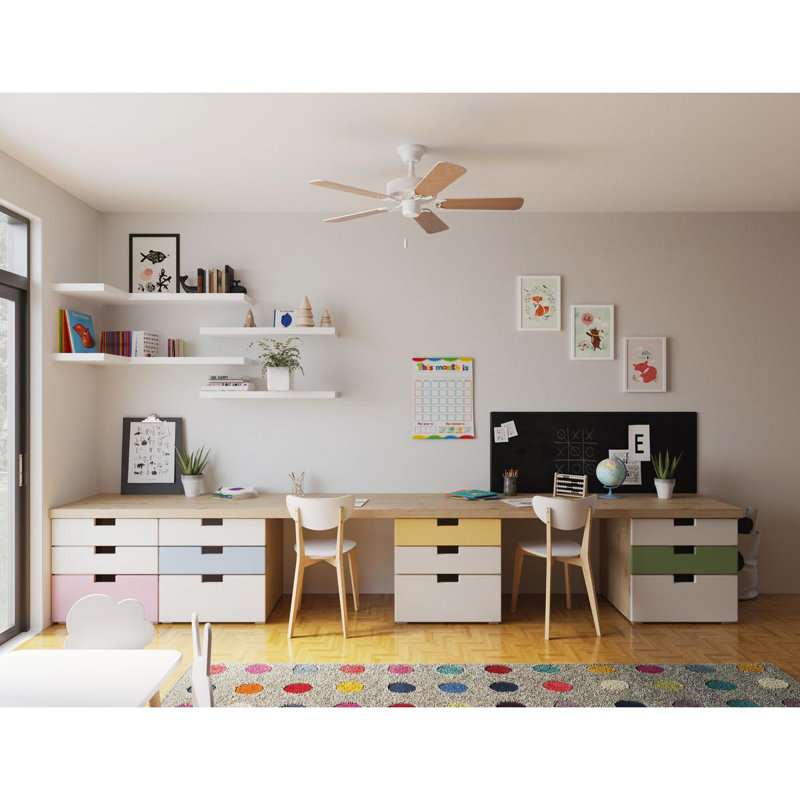 Air Pro 42'' Ceiling Fan, White with White / Washed Oak Blades
