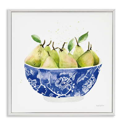 Elegant Bowl of Pears Framed Giclee Art by Mercedes Lopez Charro