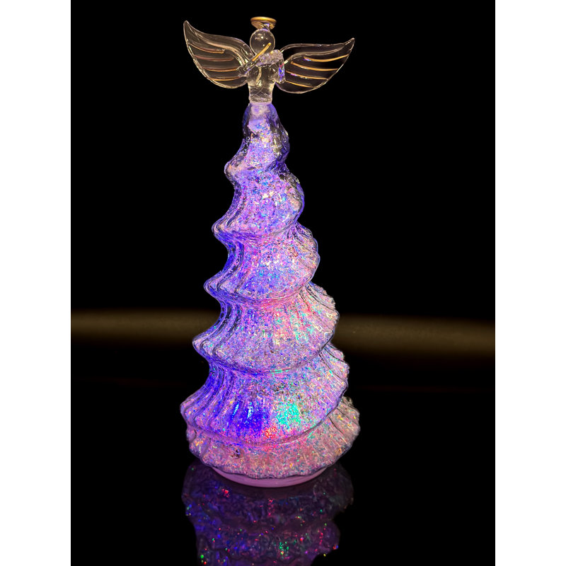 Décoration d'arbre de Noël en verre - Décoration de Noël pour table, centre de table de Noël, Mauve