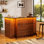 Armoire de bar Wrap Around 62 "avec lumières à DEL, rangement à 4 niveaux, support en verre et repose-pieds; support de bar en U pour pub ou sous-sol