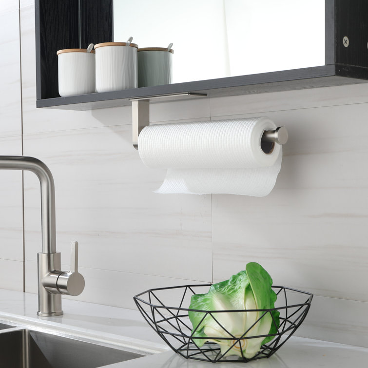Wall/ Under Cabinet Mounted Paper Towel Holder (Set of 2) Rebrilliant Color: Brushed Nickel