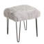 Tabouret carré en fausse fourrure gris