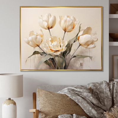 " Beige Embellished Tulips Symphony III "