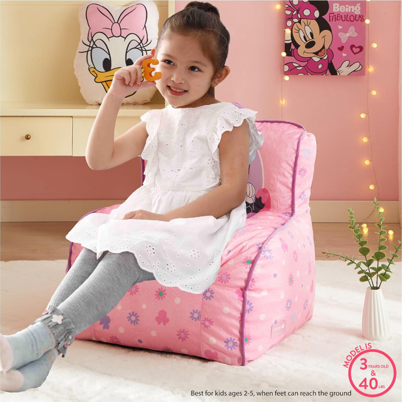 Disney Minnie Mouse Toddler Square Bean Bag Chair With Piping & Top Carry Handle