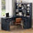 L-Shaped Computer Desk With Hutch And Storage Shelves, 65" Corner Home Office Desk,Antique Blue-750541718