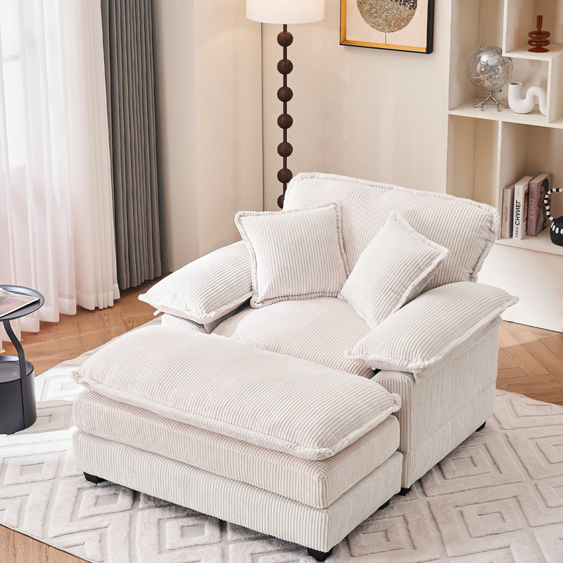 Canapé inclinable en velours côtelé 46,9 po, Blanc