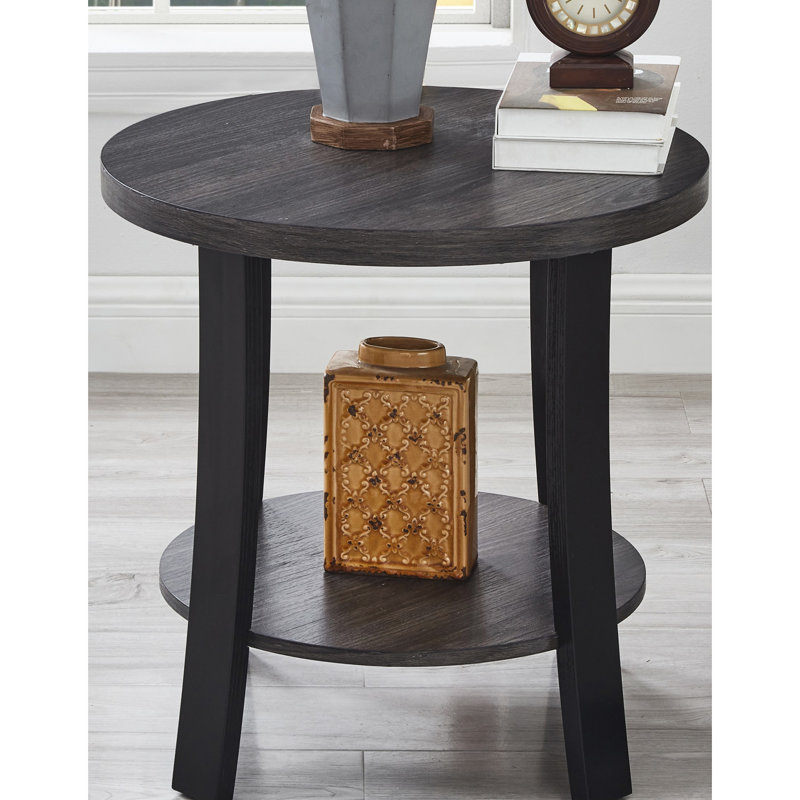 Round Shelf Table In Charcoal - Enhance Room Functionality Wood Stunning & Practical