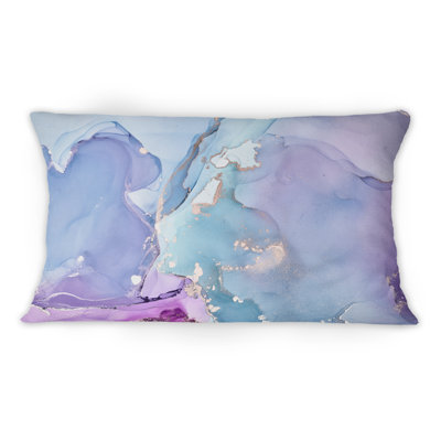 Coussin Blue Art liquide avec veines dorées II - imprimé moderne 1