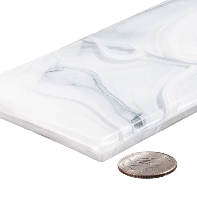 Barc 3" x 12" Plolished Glass Marble Look Subway Kitchen Backsplash, Bathroom, Shower, Pool, Wall and Floor Tile
