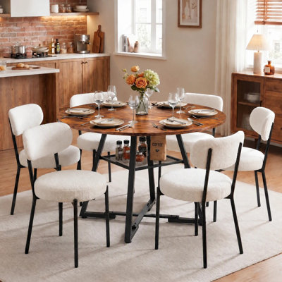 Ensemble de table de salle à manger ronde Amous Industrial 47 po avec chaises rembourrées, table de cuisine