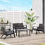 Ensemble de mobilier de patio 4 pièces comprenant 2 fauteuils et une table basse, idéal pour se détendre au bord de la piscine, noir, adapté à la détente en extérieur.