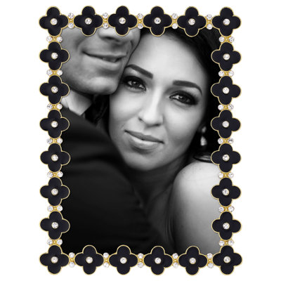 Black Enamel Clover 5" x 7" Frame, Gold