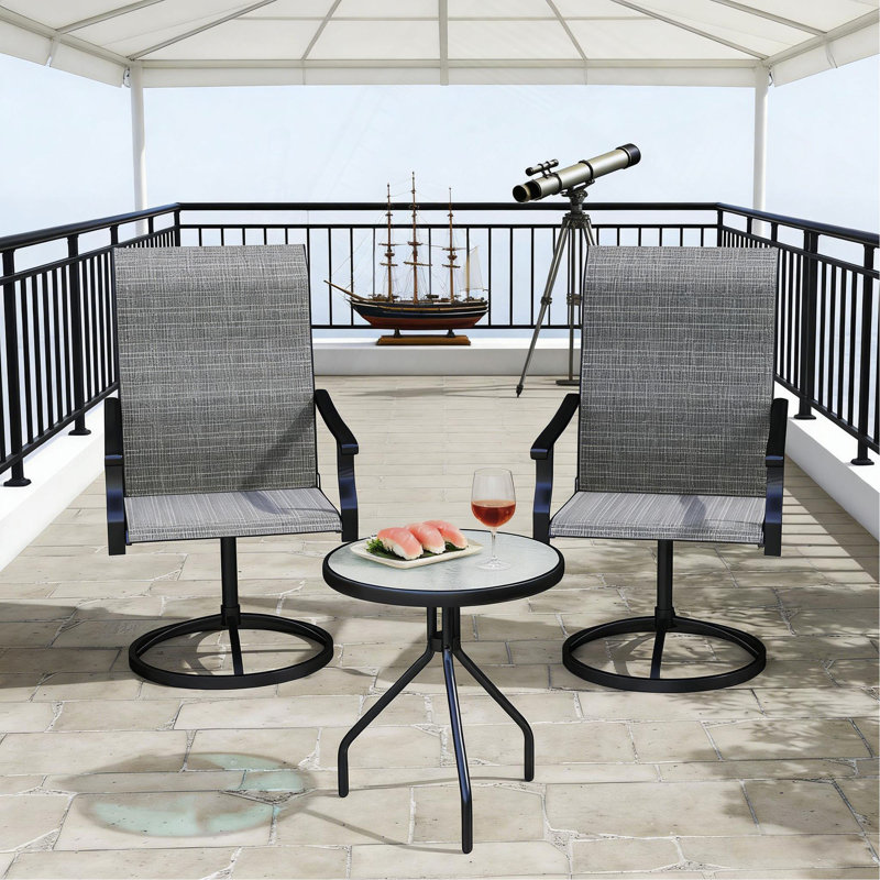 Ensemble de 2 chaises d'extérieur, chaises pivotantes, Gris
