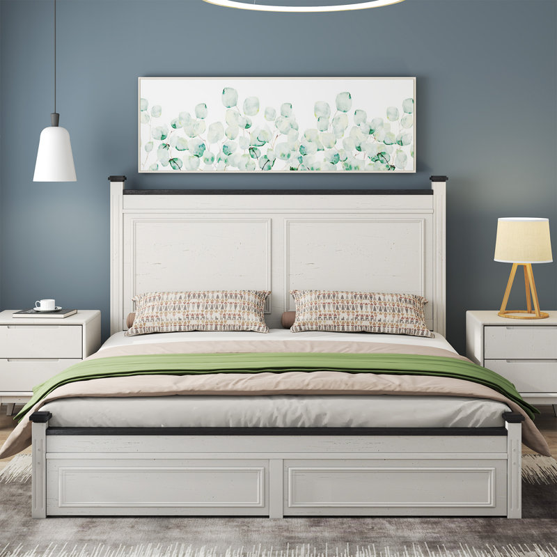 High Headboard Bed Frame With Hidden Storage & Silent Sliders, Queen/king, King
