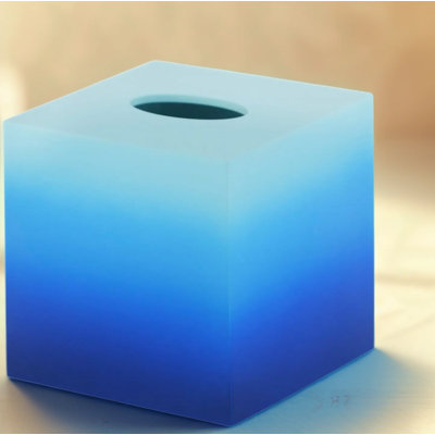 Hand-Painted Gradient Resin Tissue Box Cover - Square Decorative Holder For Living Room, Office & Bathroom, Heavy-Duty Design With Vibrant Gradient Colors
