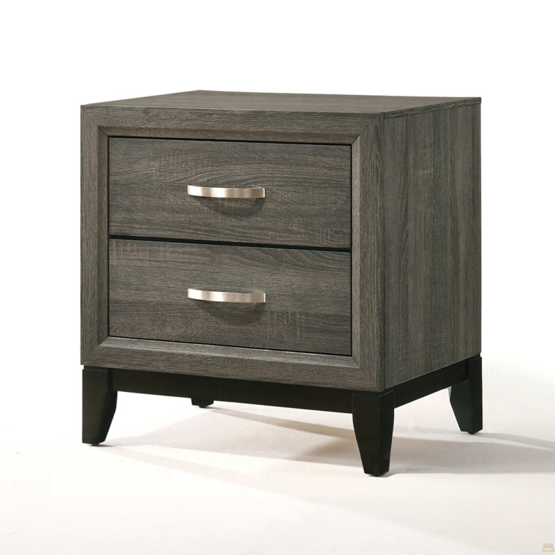 Nightstand Of 2-Drawers Wooden Bedroom Furniture 1Pc