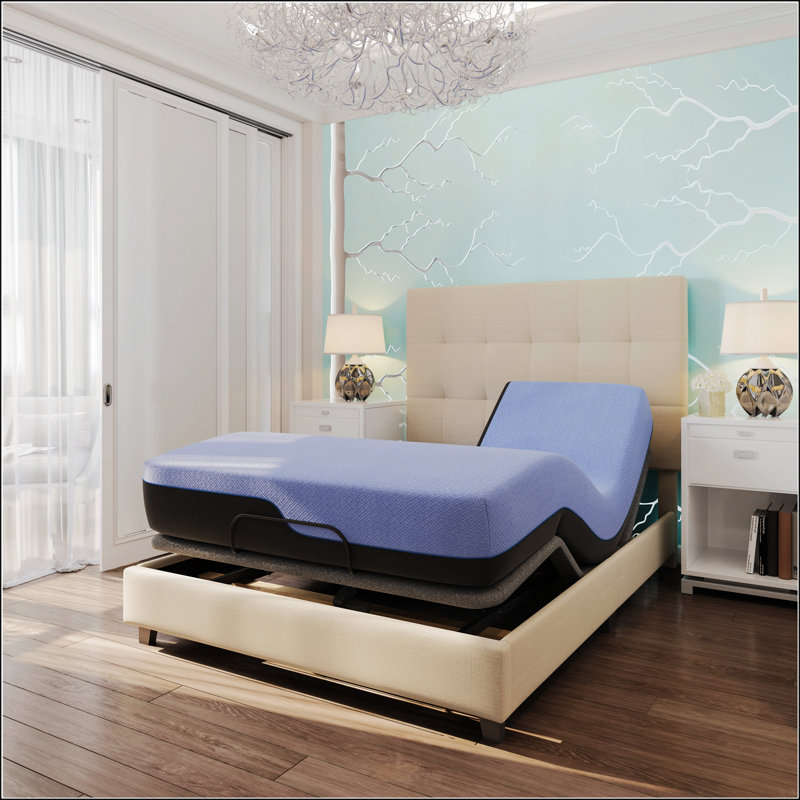 Matelas hybride en mousse à mémoire de forme 12 po et base réglable, Bleu