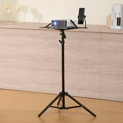 Support pour projecteur avec support pour ordinateur portable, hauteur du trépied réglable de 26,97 à 63 po