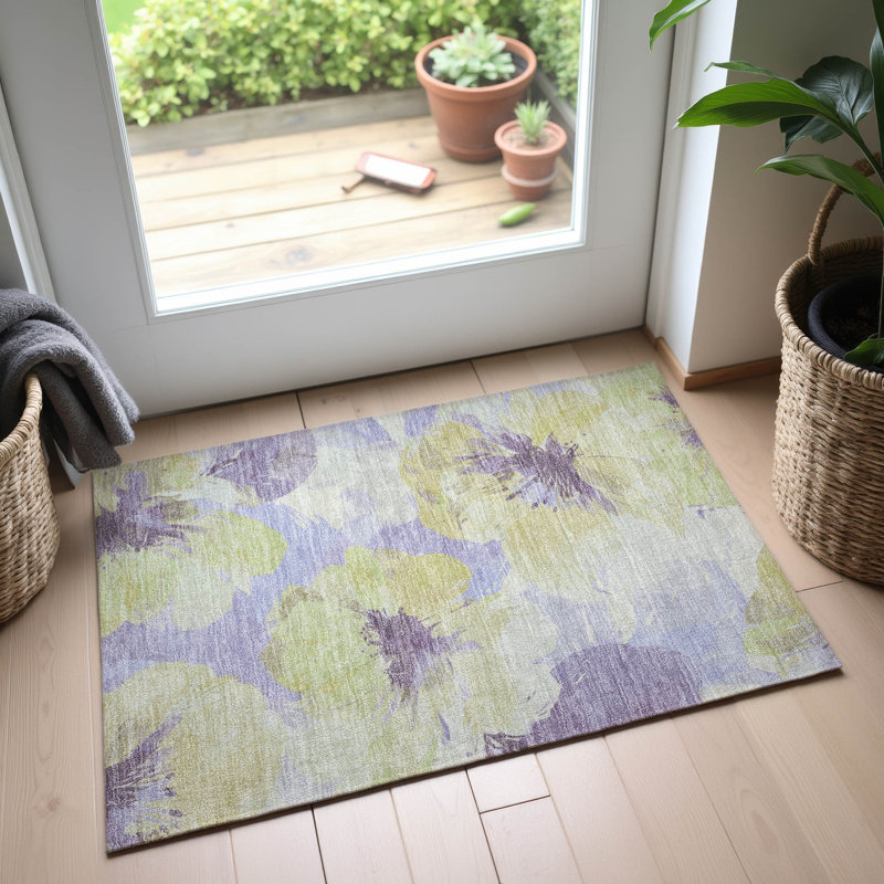 Premium Machine Washable Harjo AMF1554 Floral Rug, Rectangle 1'8" x 2'6"