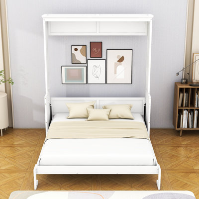 Queen Size Murphy Bed with Convertible Shelf and Headboard
