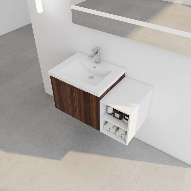 Meuble-lavabo à fermeture en douceur 36 po avec lavabo, Noyer de Californie