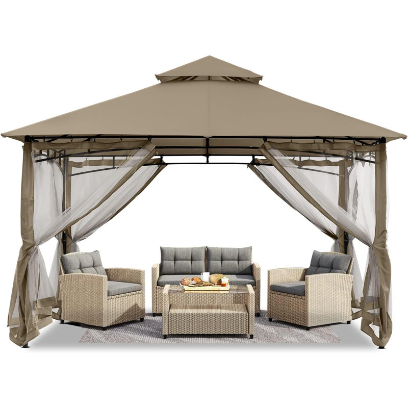Steel Patio The Soft Roof Gazebos, Khaki, 9 Ft. W x 9 Ft.