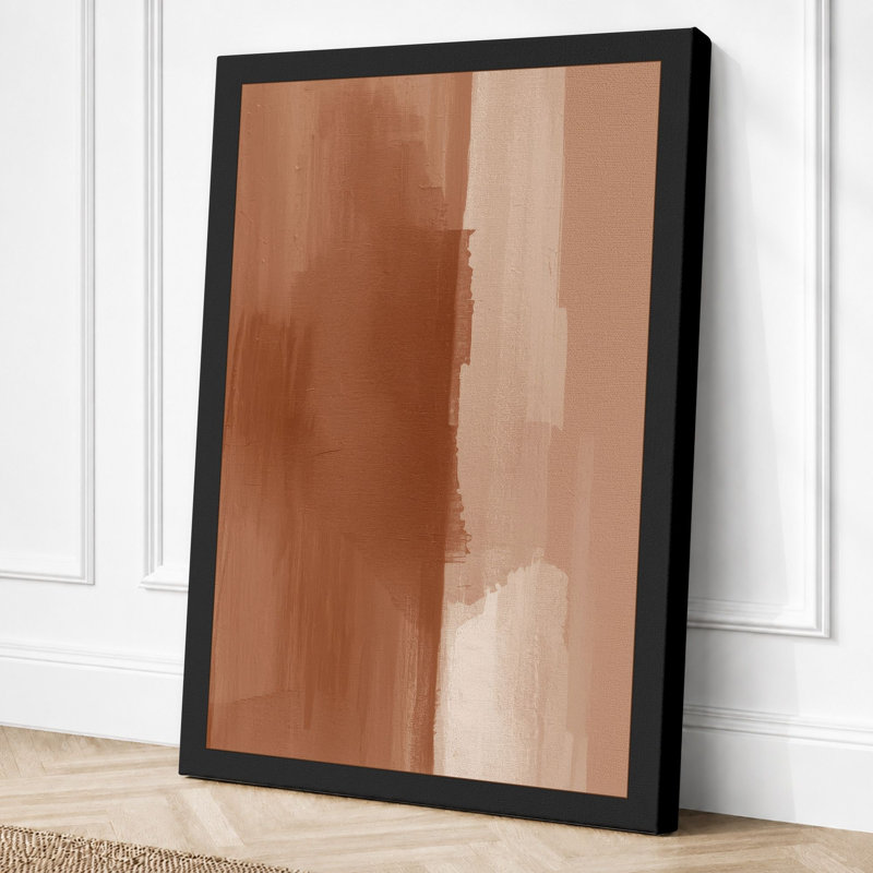 Warm Earth Stripes Minimalist - Wrapped Canvas, 18x12 - 45.7 x 30.5 cm, Black Border