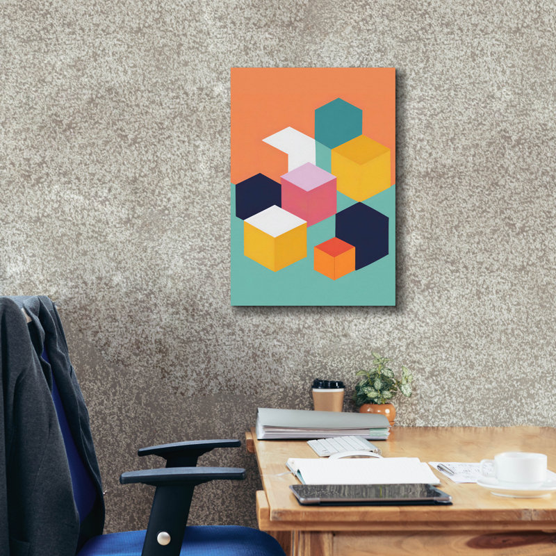 Art mural en toile George Cubes par Andreas Magnusson, 26 po x 34 po, H 26 po x l 18 po x P 0,75 po