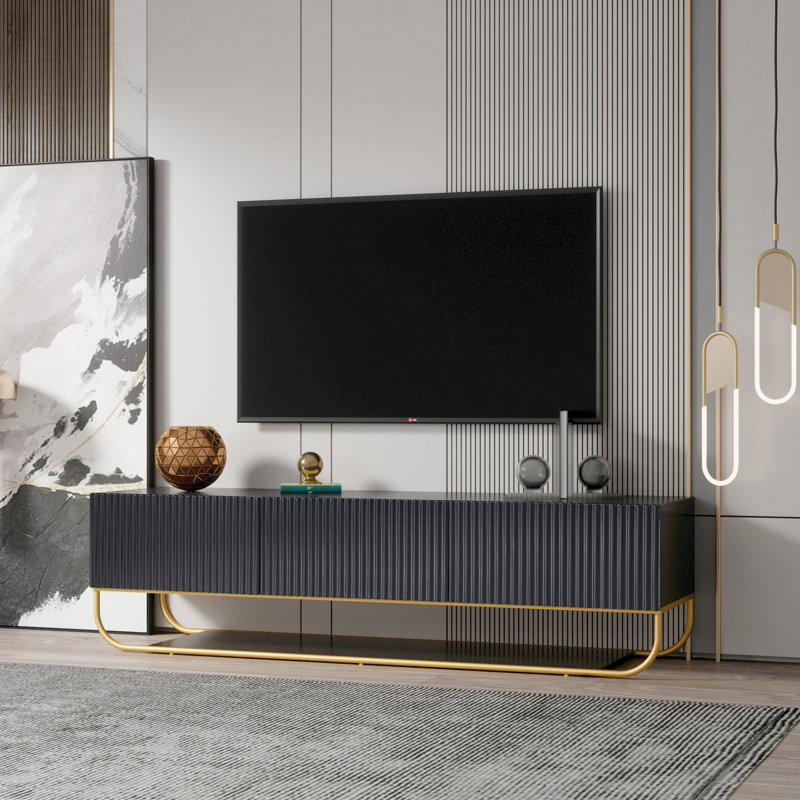 Mercer41 Glam Tv Stand, Black/Gold