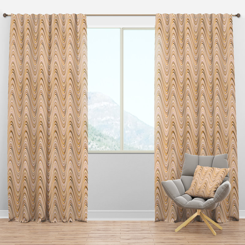 Panneau de rideau simple semi-diaphane avec passe-tringle Mid-Century Luxury Waves, l 52 po x L 95 po