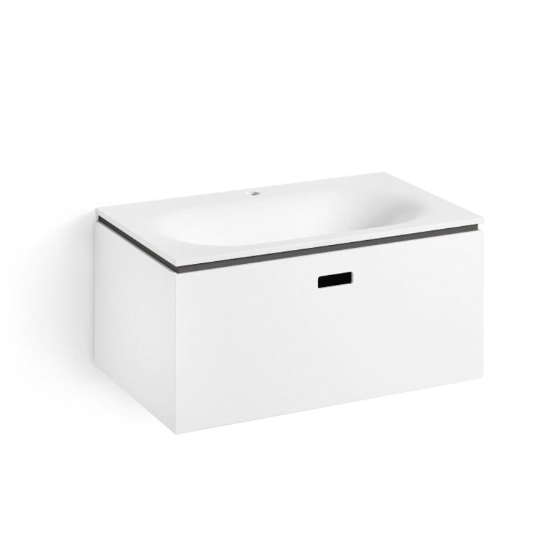 Linea 27.6'' W Single Vanity, White / Dark Gray