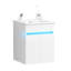 Meuble-lavabo de 16 po avec lavabo, armoire murale pour petit espace, blanc. Détection de radars, grand espace de rangement, lavabo en céramique. Style moderne. Mini-salle de bain à assembler. Livré avec amplement de rangement