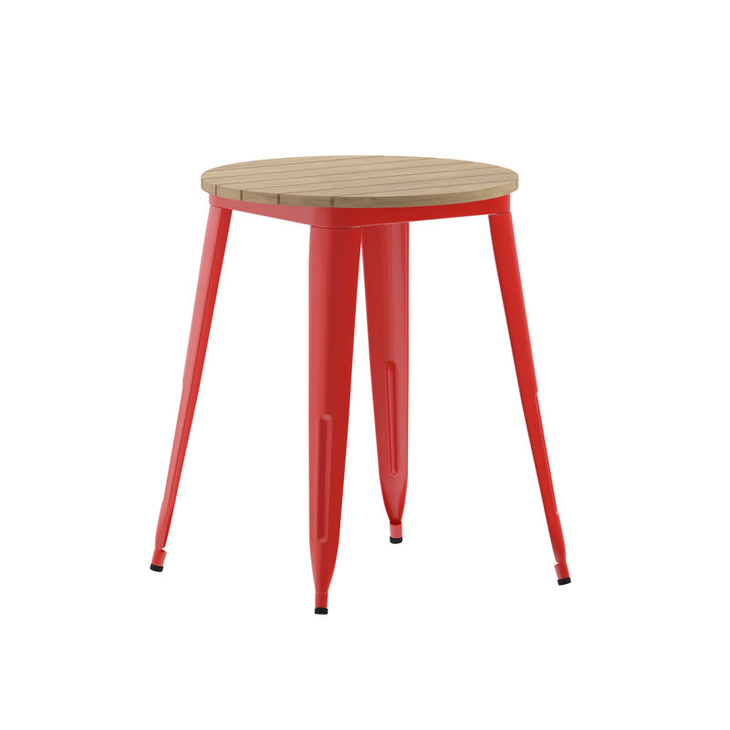 Table de restaurant Graciana, L 23,75 po x L 23,75 po, Plateau brun / base rouge