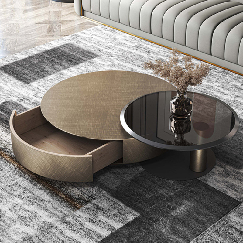 Italian style glass and stainless steel tea table
