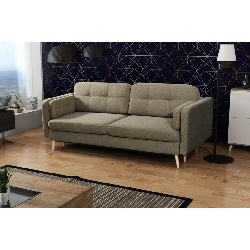 Yarbro 90'' Upholstered Convertible Sofa, Grayish Green