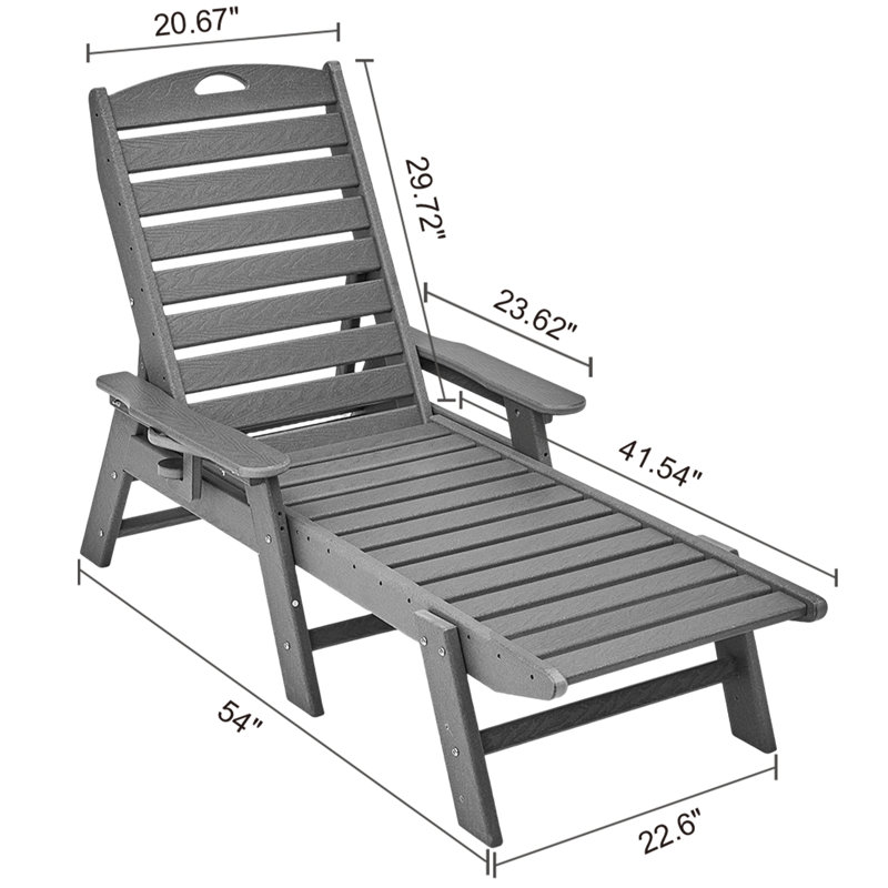 184.91 cm Long Reclining Single Chaise, Grey