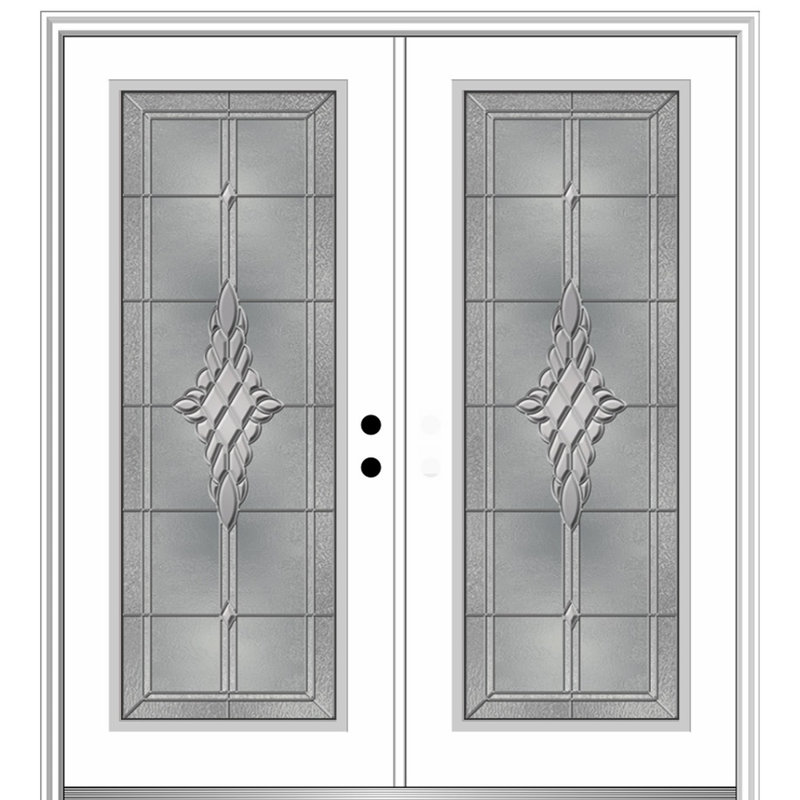 Porte d’entrée pré-raccrochée en acier de première Grace, H 82,25 po x L 66 po, S'ouvre à gauche vers l'intérieur