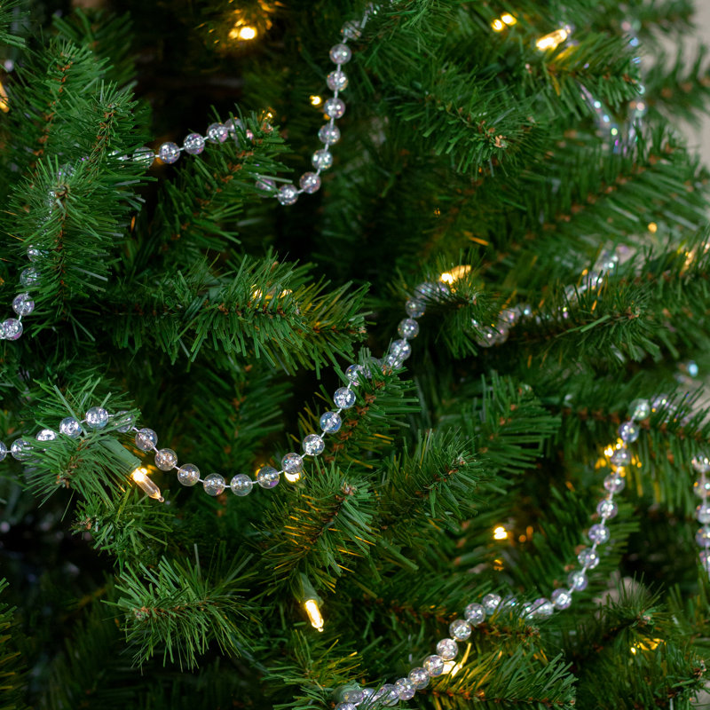 Guirlande de Noël perlée artificielle, L 33 pi, Transparent brillant