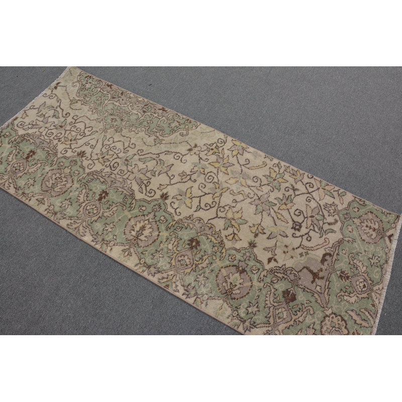 Wool Rugs, Turkish Rug, Vintage Rug, Anatolian Rug, Green  2.7x6.4 ft Accent Rug