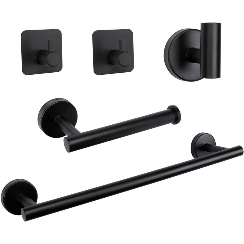 Stainless Steel Bathroom Hardware Set - Towel Bar, Toilet Paper Holder And Robe Hooks Wall Mount Set - Rustproof And Durable Bathroom Accessories