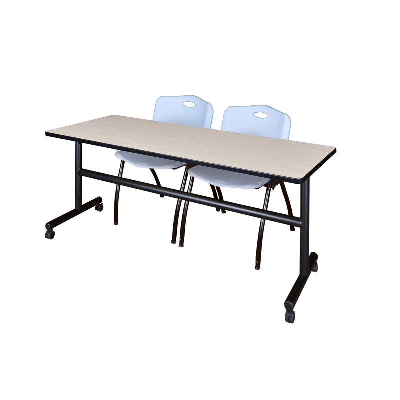 Table de nidification Nickls, 2 chaises empilables, H 29 po x l 72 po x P 24 po, Érable / gris