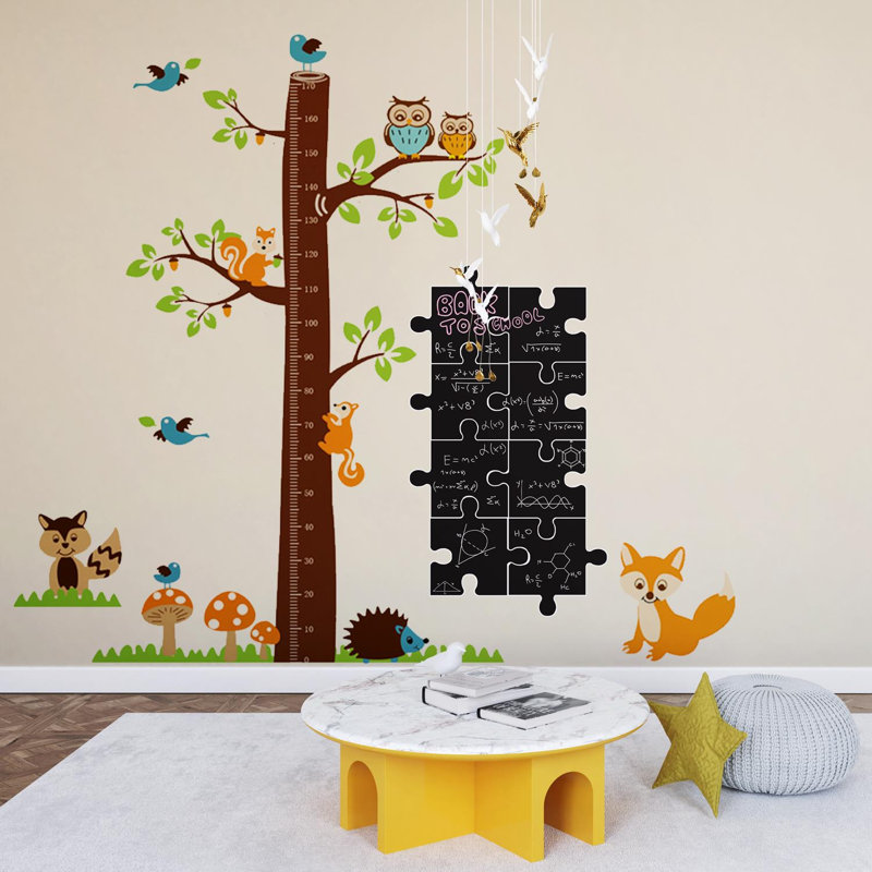 Chalkboard Puzzle With Fox Height Chart Wall Sticker