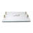 White Leather Challah Board with Glass Top and Gold Print and Acrylic Handles-1206239380