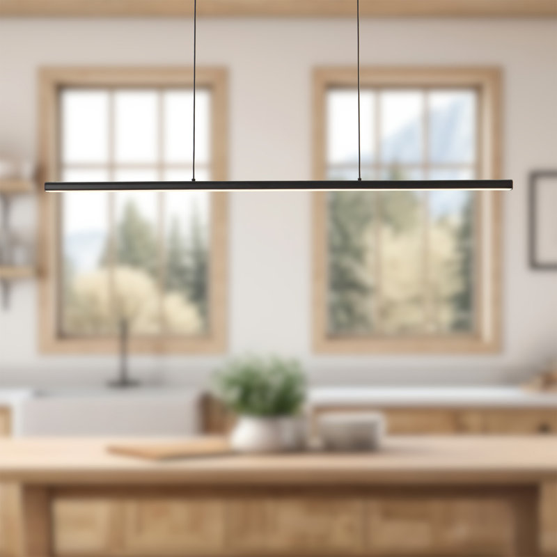 Drift 45-in Black dimmable LED Linear Pendant, Matte Black